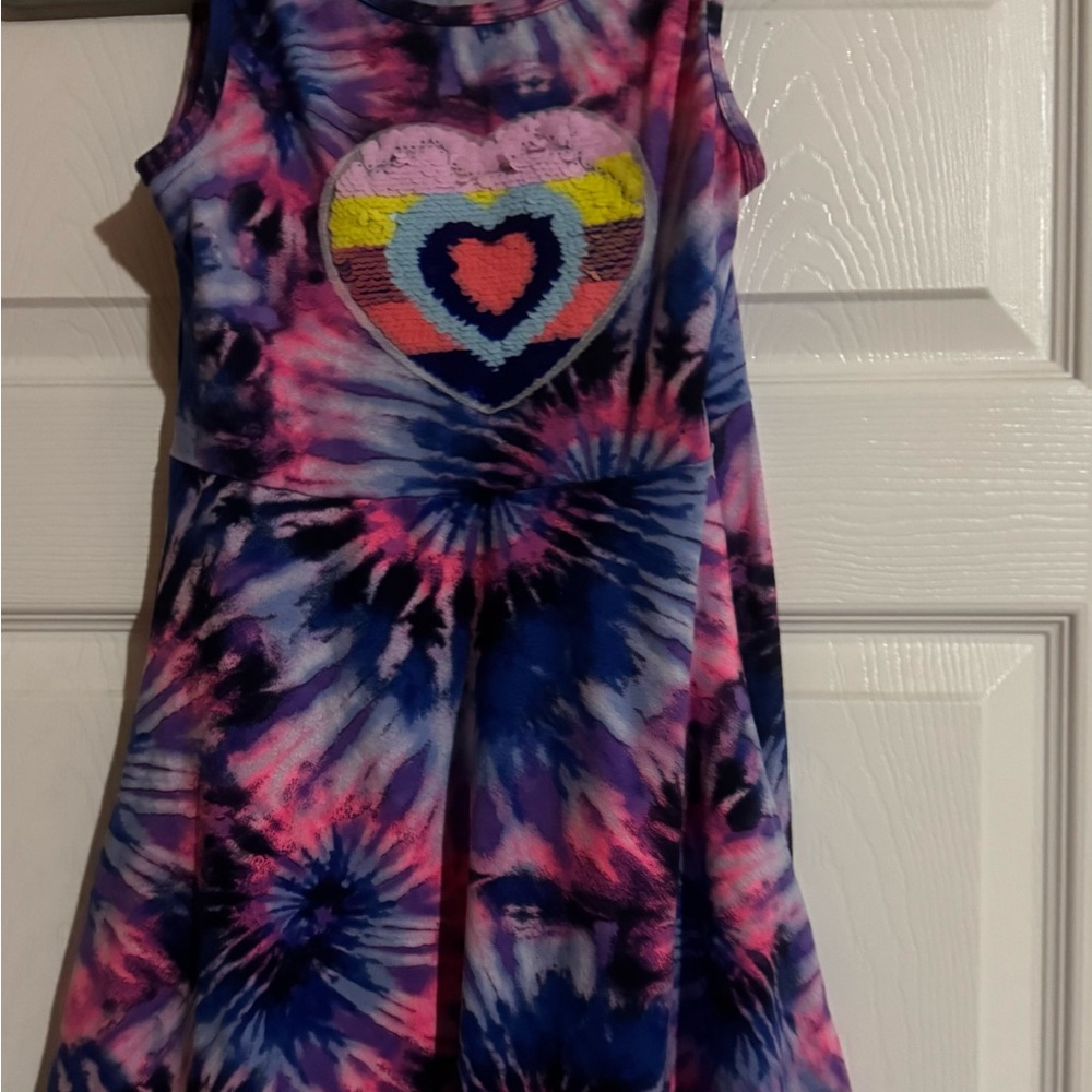Casual Pink and Blue Crew Neck Sundress